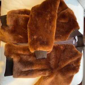 Elizabeth and James faux fur Ellington jacket. Brown.